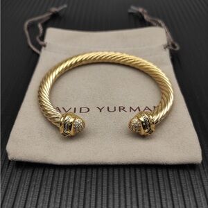 David Yurman Gold Cable Bracelet with Pave Accents